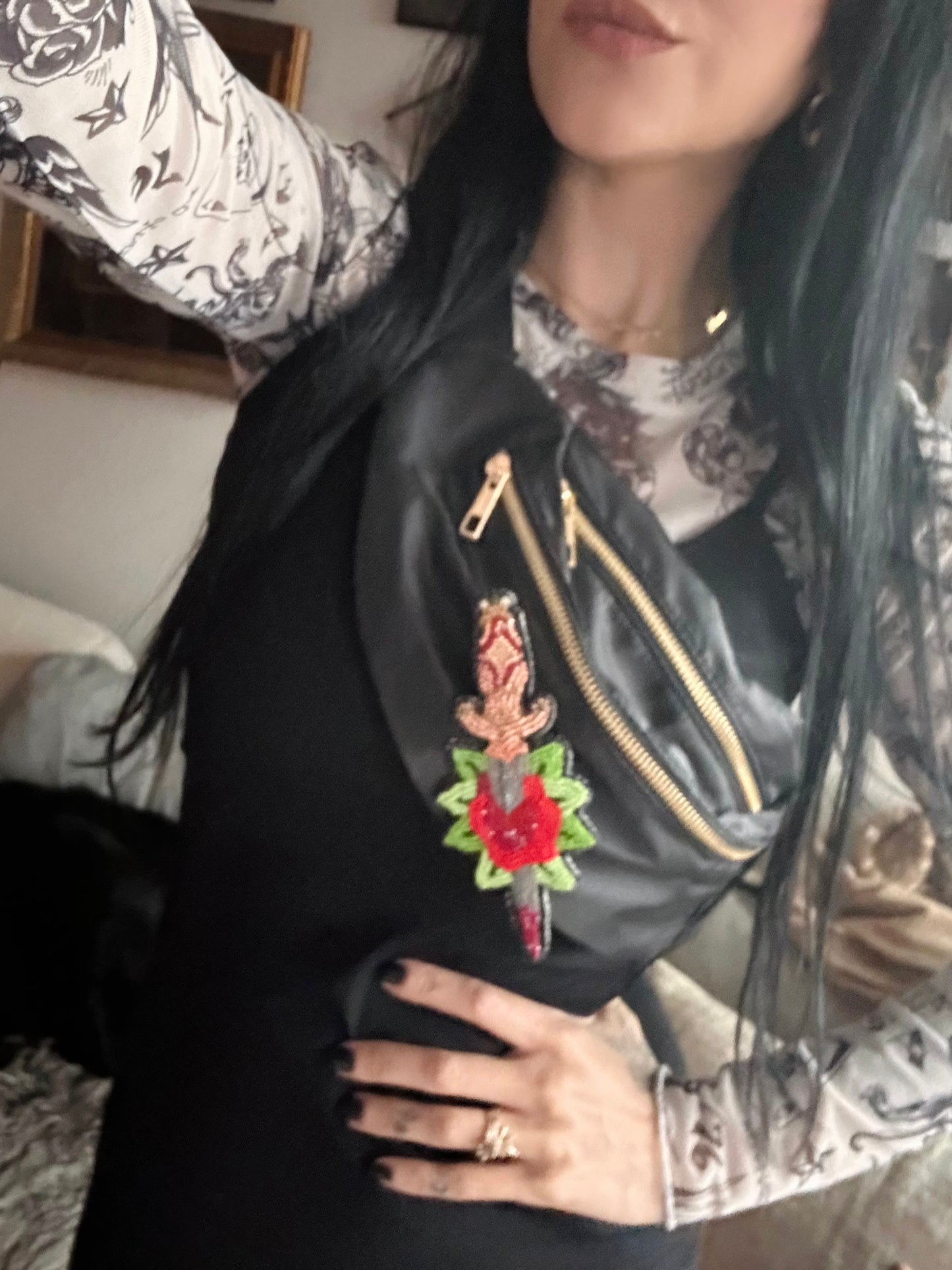 Rose Dagger Patch/Brooch