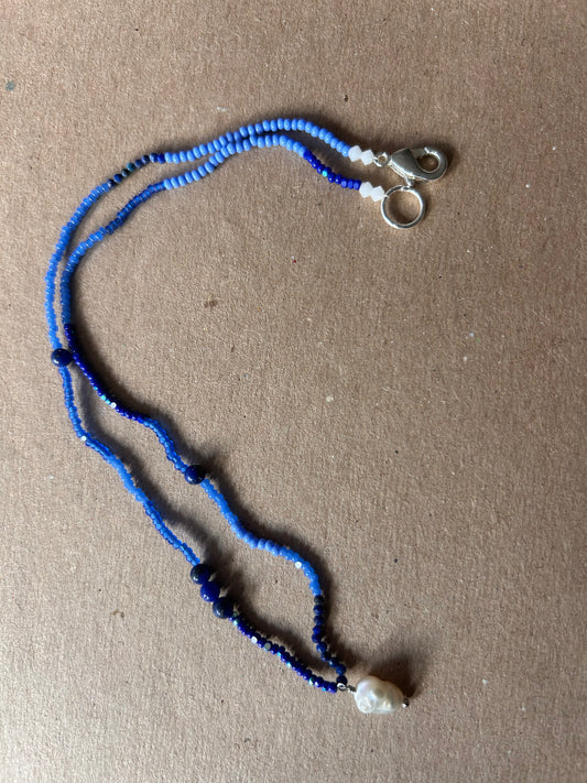 Lapis Lazuli and Freshwater Pearl Necklace