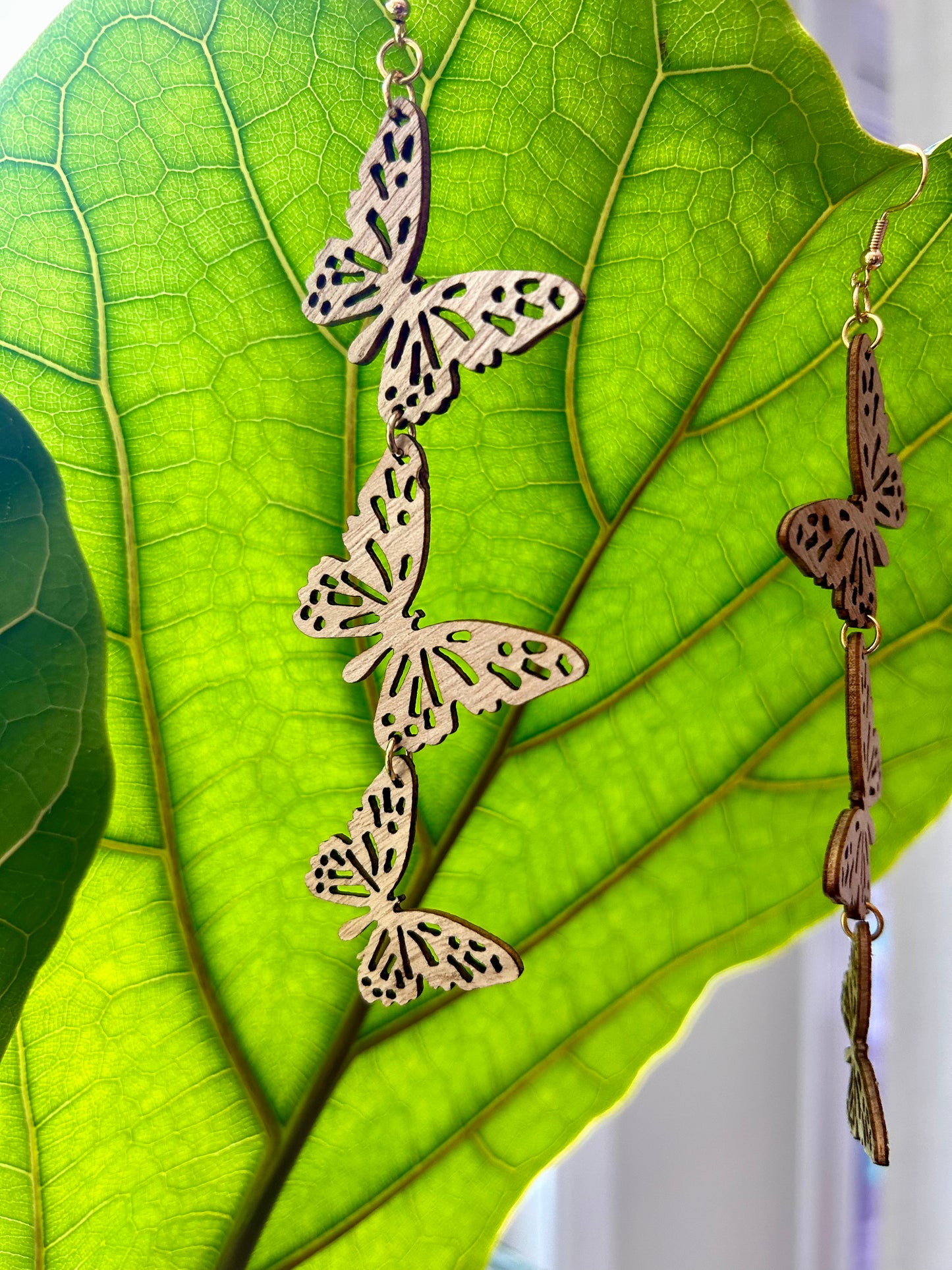 Wooden Butterfly Earrings #1