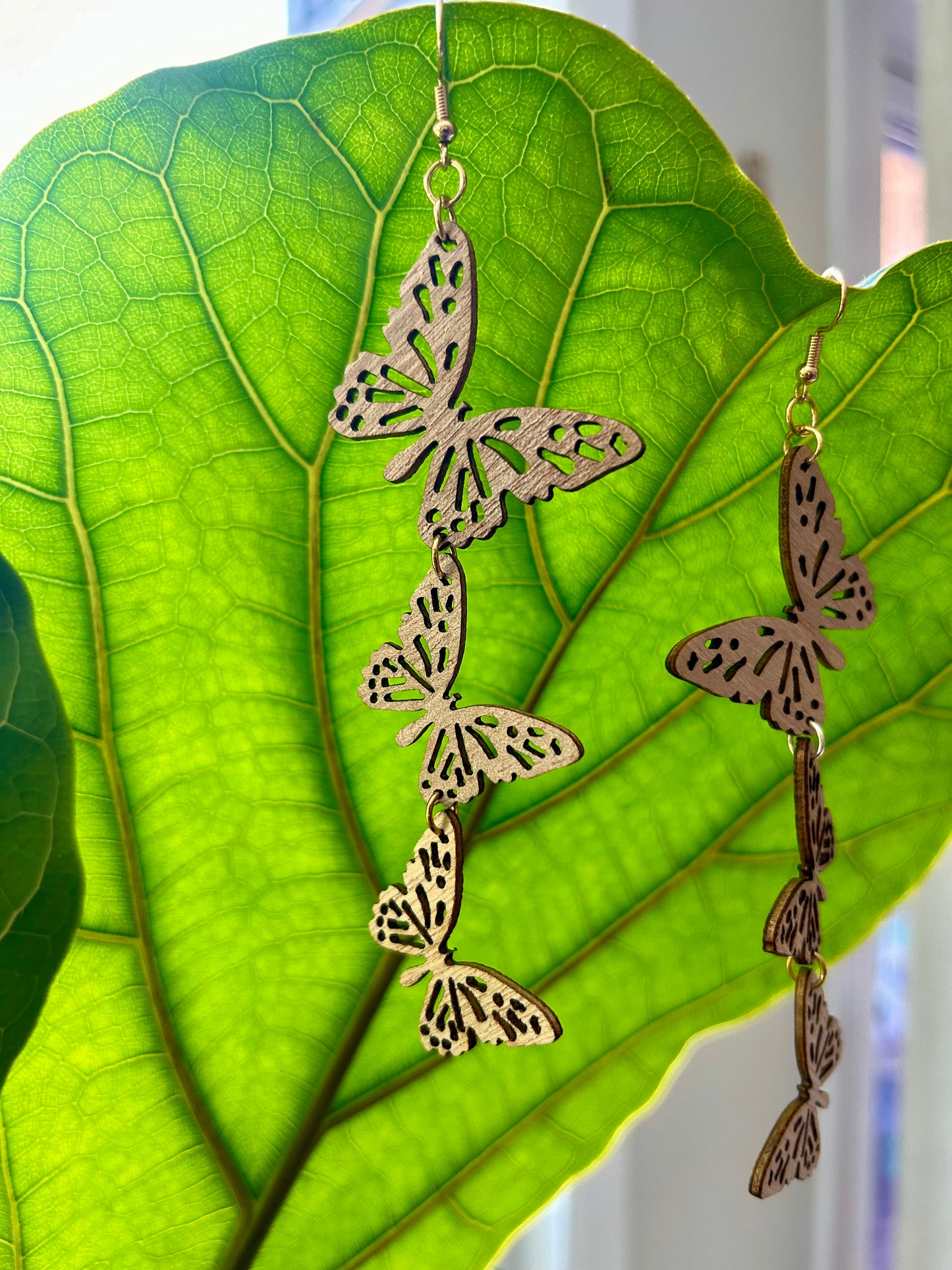 Wooden Butterfly Earrings #2