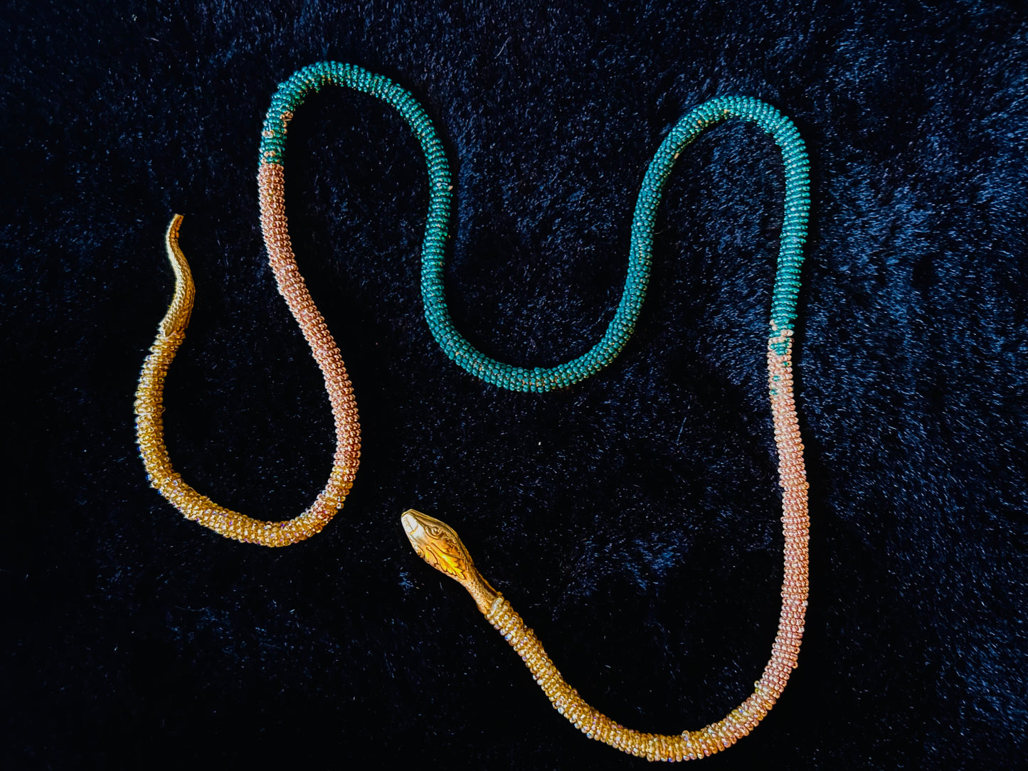 Green and Gold Ombre Snake Necklace