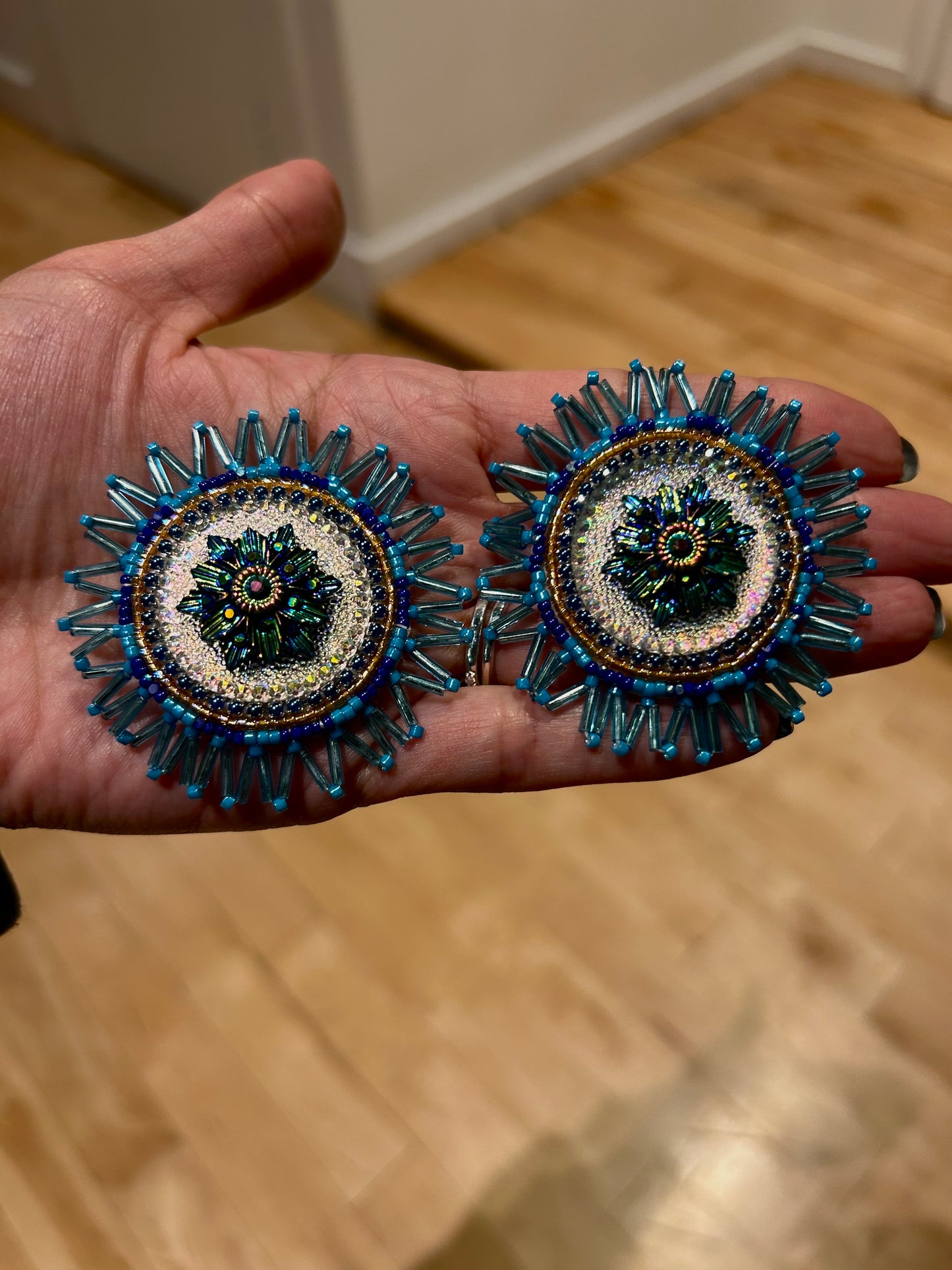Blue Floral Earrings