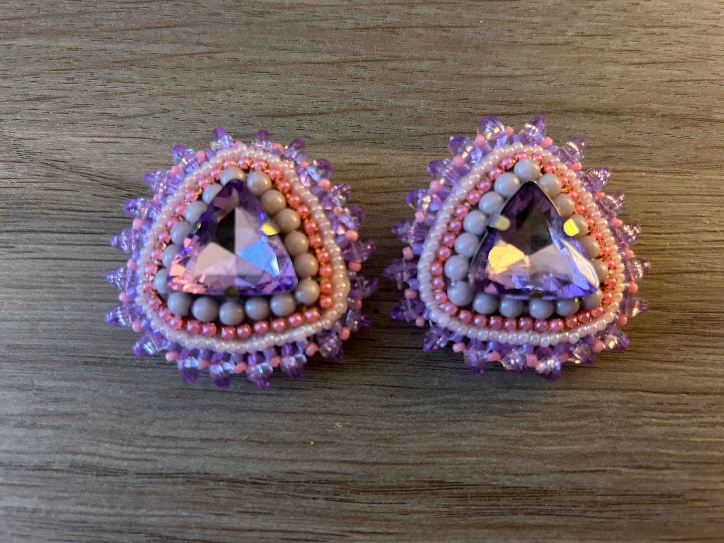 Pink & Purple Rhinestone Earrings