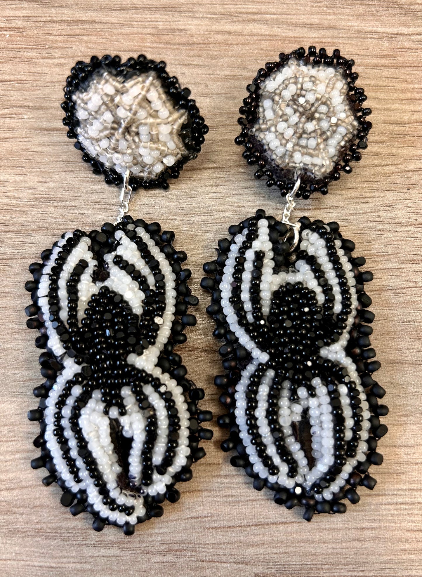 Black Widow Spider and Web Earrings