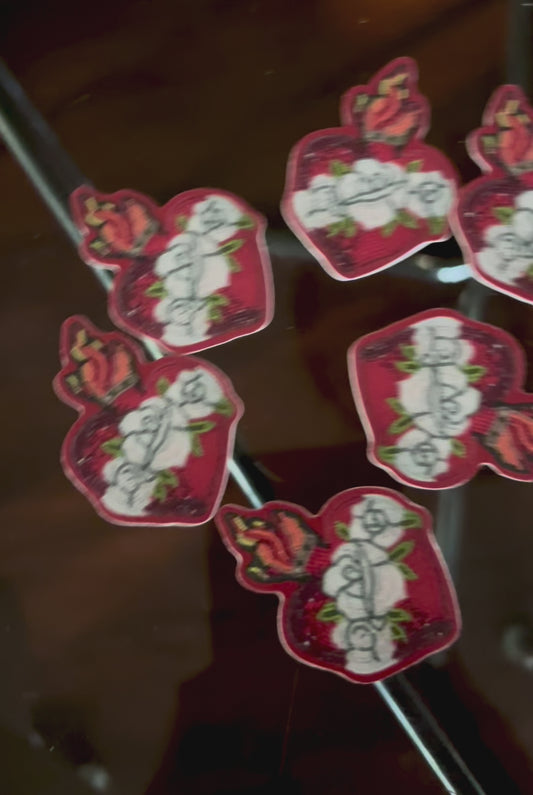 Beaded Sacred Heart Sticker 1.2" x 2"