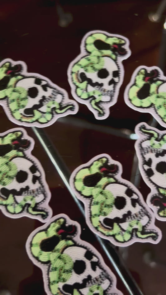 Beaded Skull and Snake Sticker 1.2" x 2"