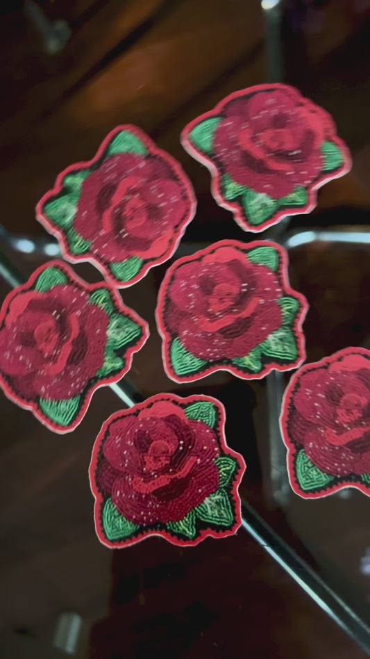 Beaded Rose Sticker   1.2" x 2"