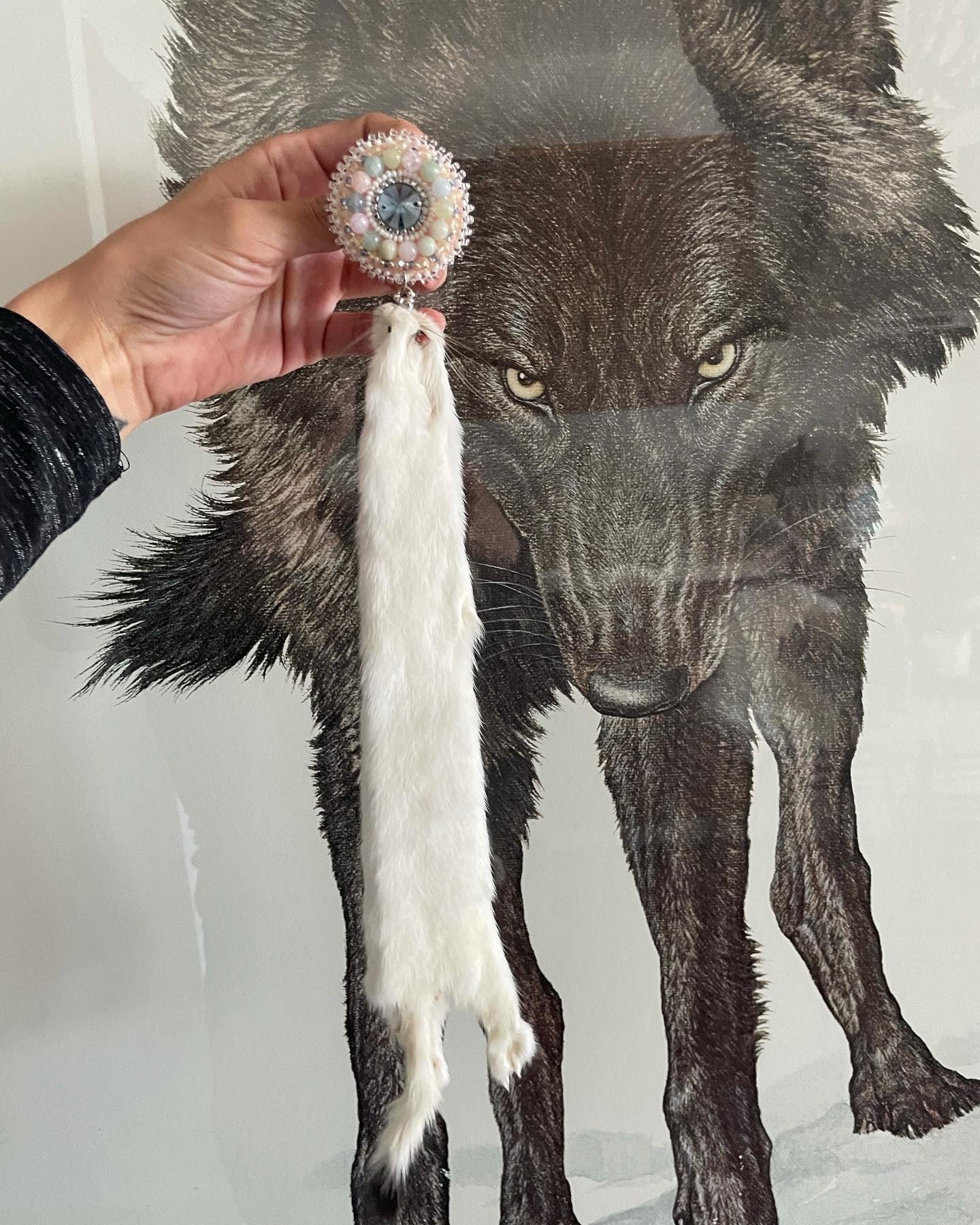 "Northern Sunrise" Swarovski, Morganite, and Ermine Earrings