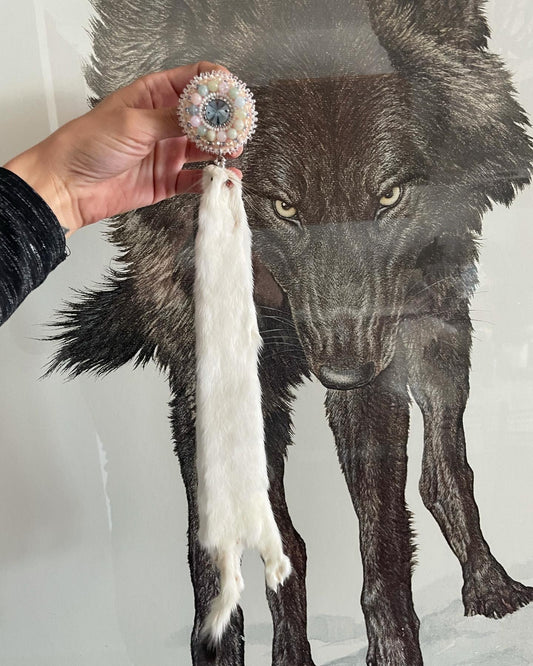 "Northern Sunrise" Swarovski, Morganite, and Ermine Earrings