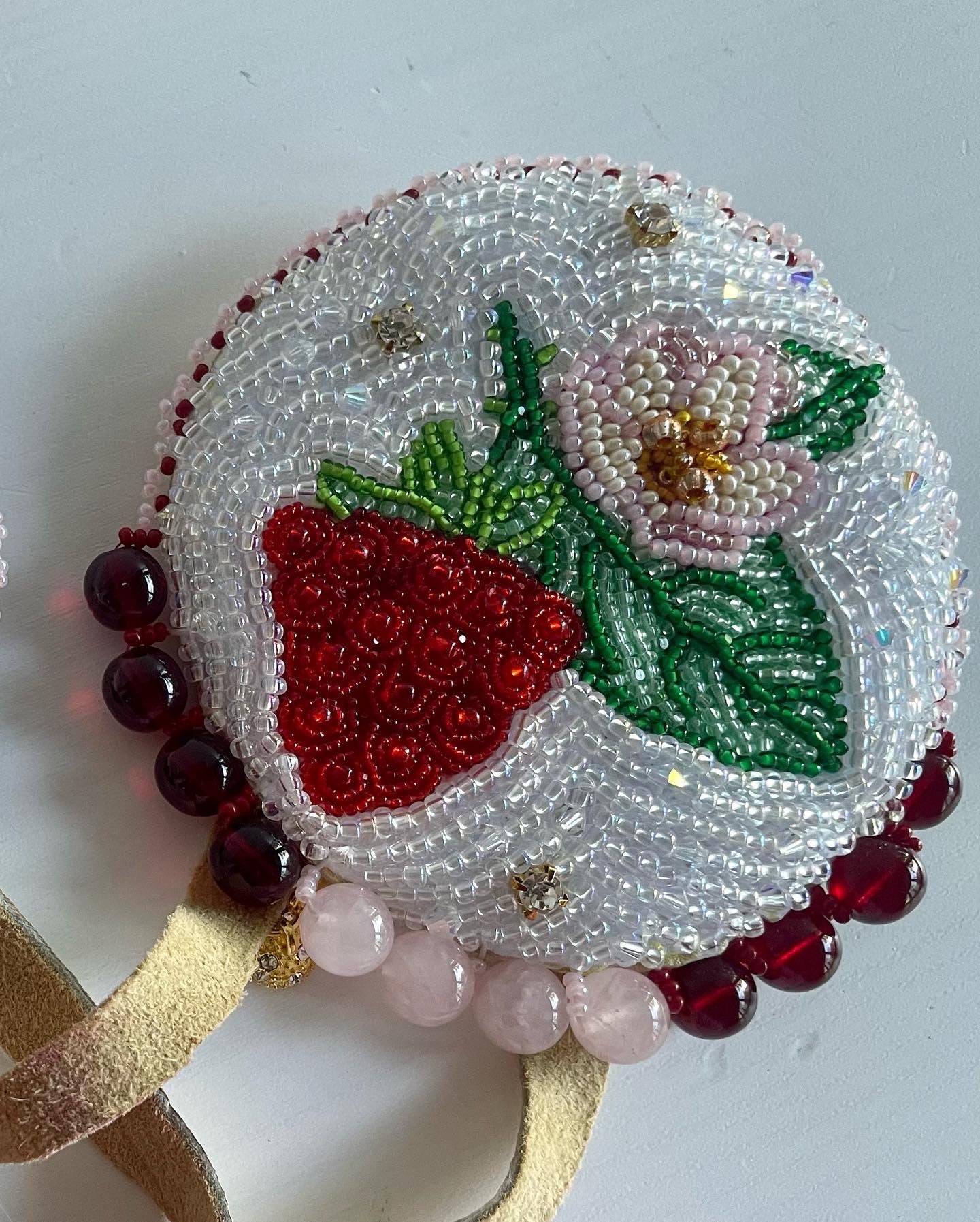 **SOLD** Mskomin | Raspberry Hair Ties with Hand Dyed Recycled Pink Fox Fur