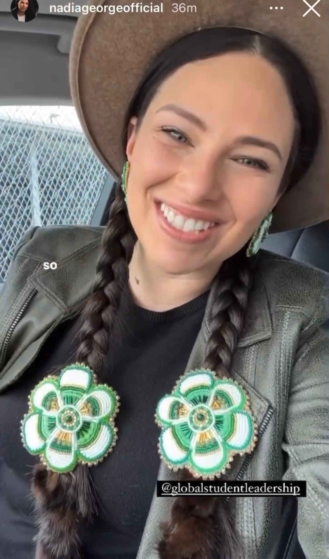 Custom Green Floral Hair Tie and Earring Set