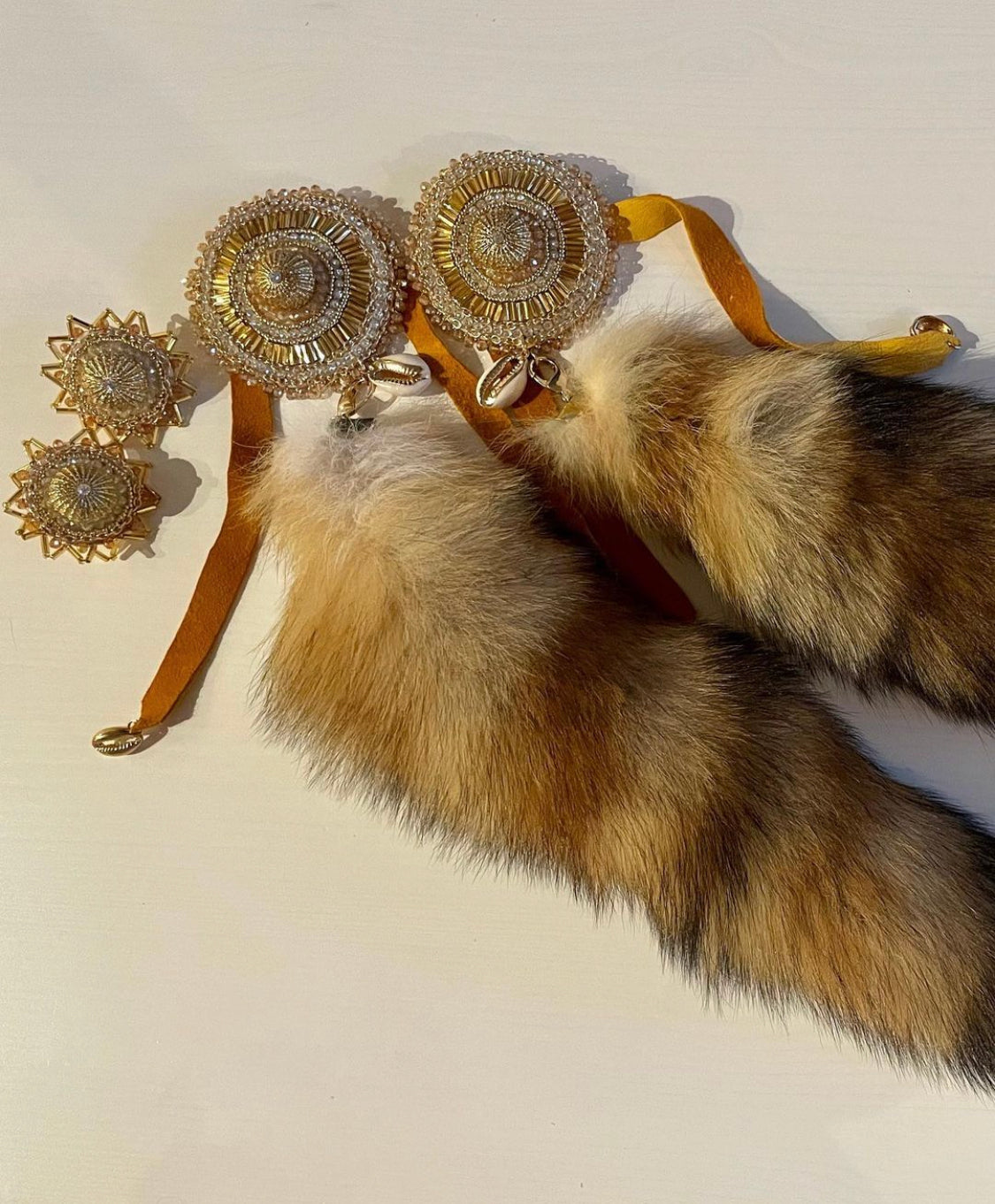 Custom 14k Gold & Red Fox Tail "Solstice" Hairtie Set