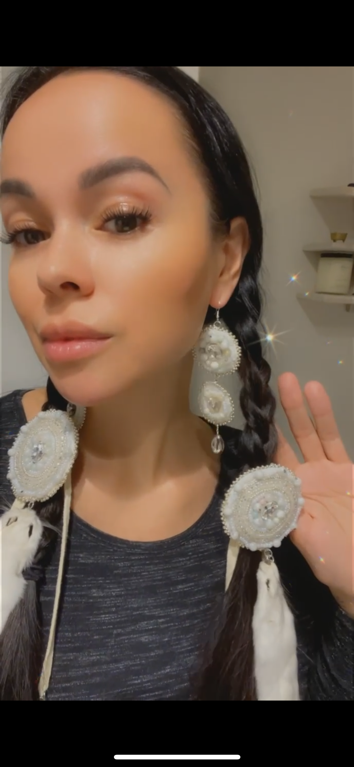 Sarain Fox Custom Ermine "Bboon | Winter" Hair Tie and Earring Set