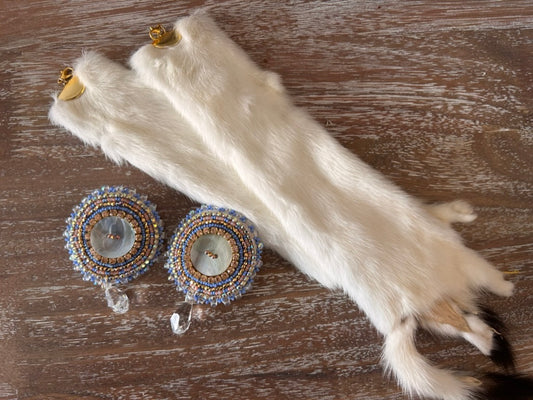 Ermine and Abalone Earrings