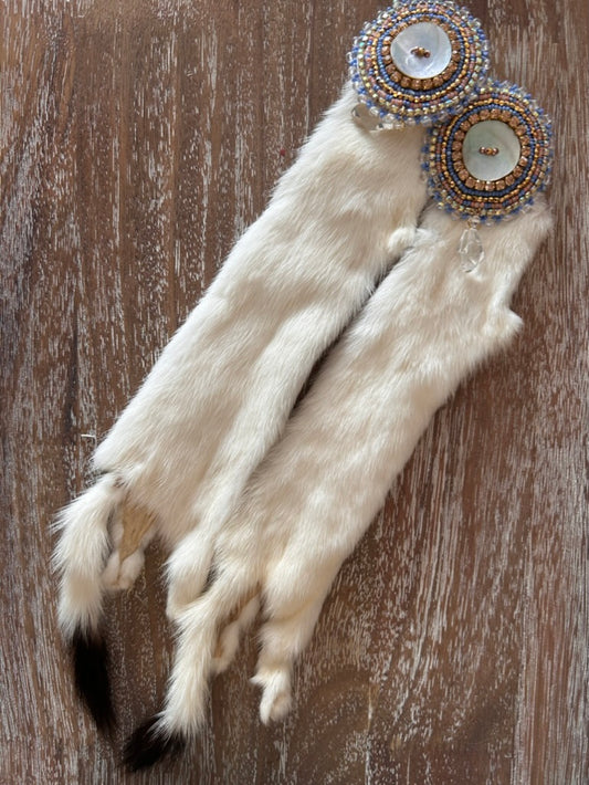 Ermine and Abalone Earrings