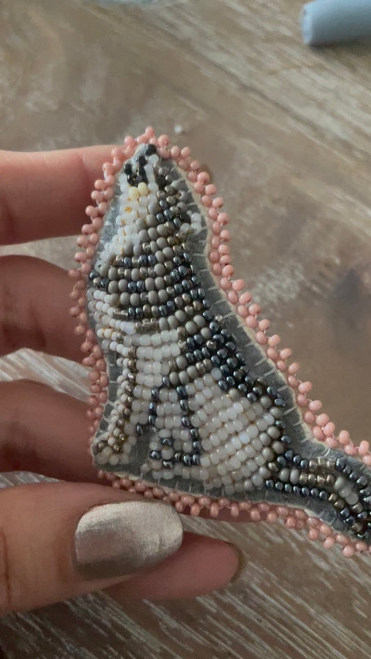 Custom Wolf Barette with Megis (Cowrie) Shells