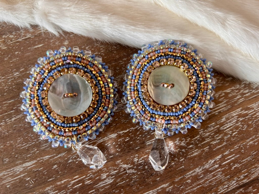 Ermine and Abalone Earrings