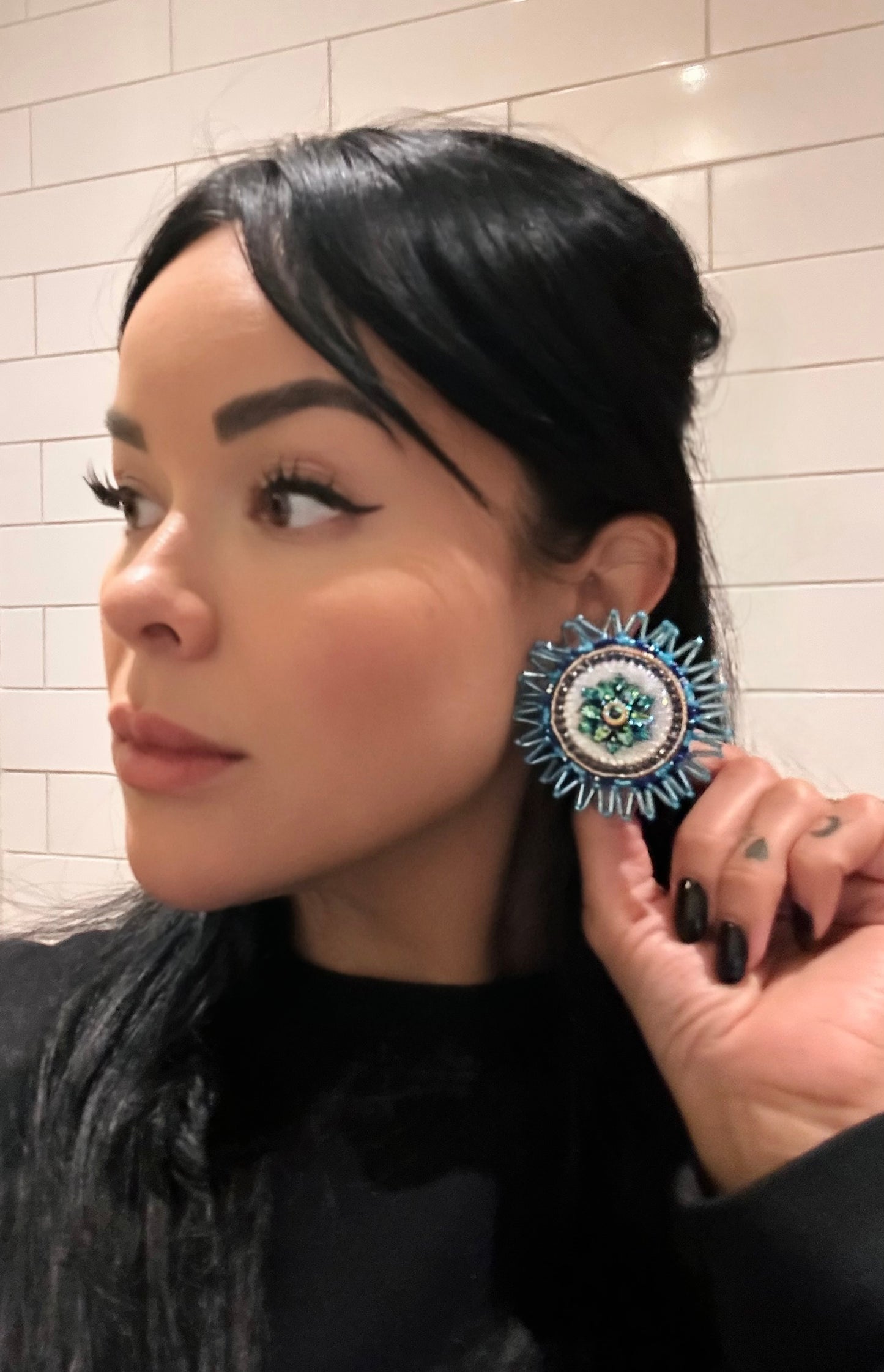 Blue Floral Earrings