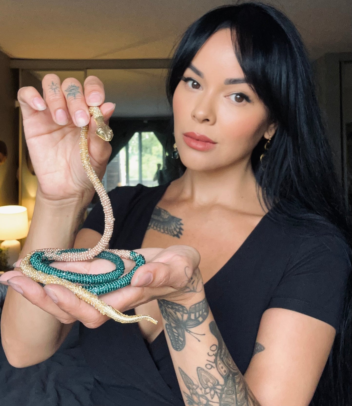 Green and Gold Ombre Snake Necklace