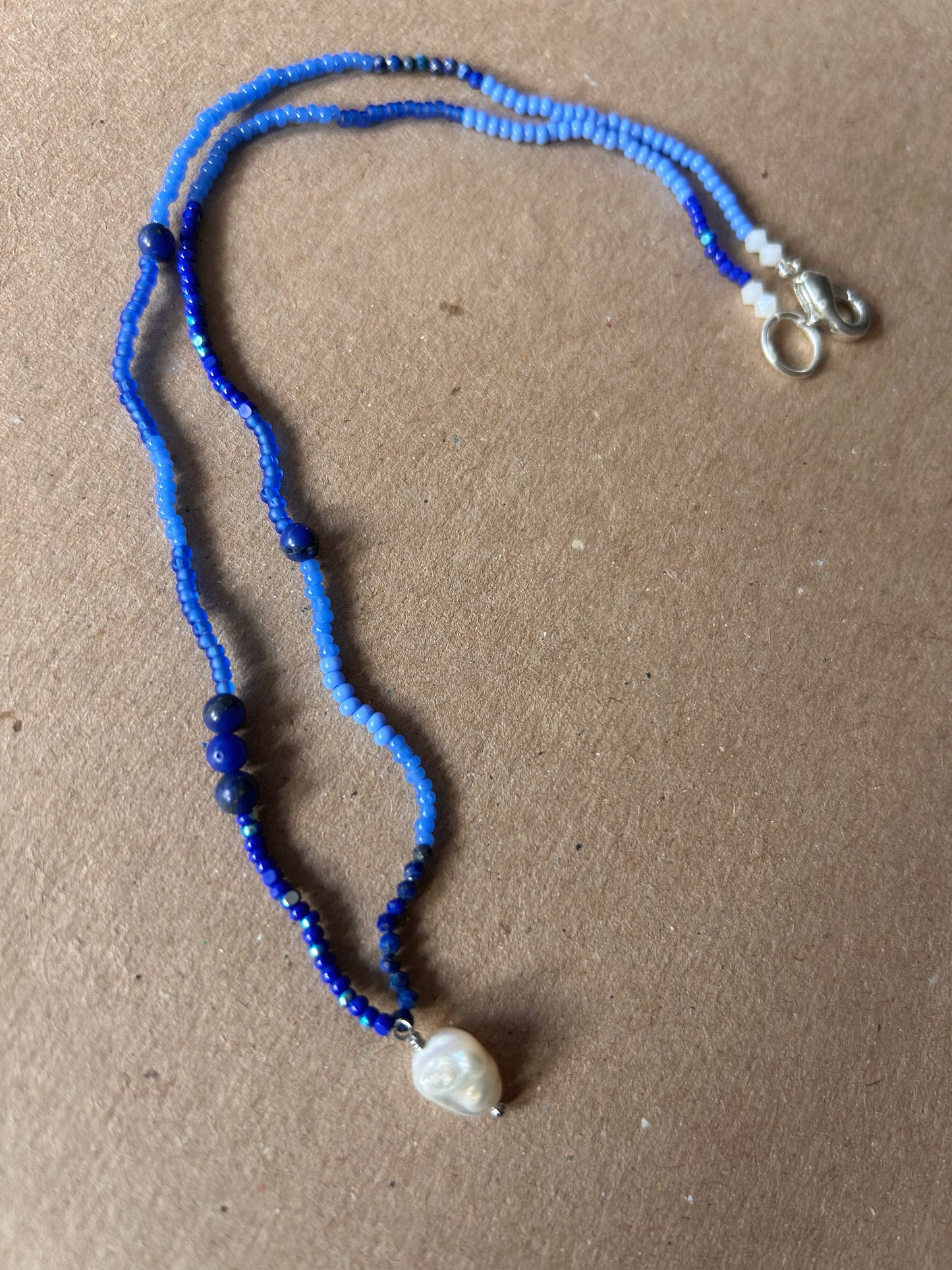 Lapis Lazuli and Freshwater Pearl Necklace