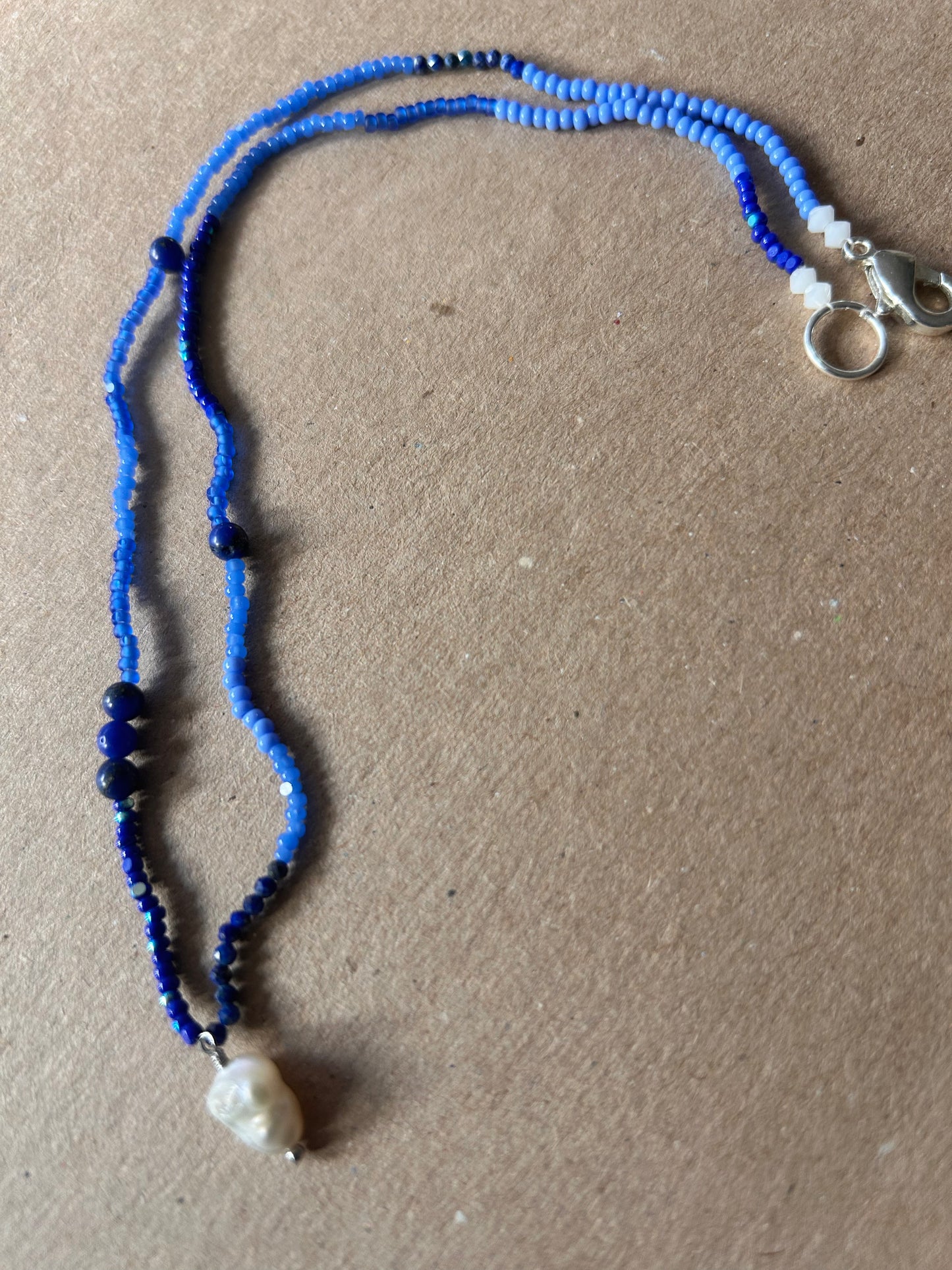 Lapis Lazuli and Freshwater Pearl Necklace