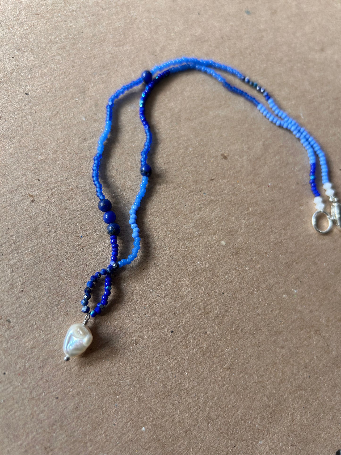 Lapis Lazuli and Freshwater Pearl Necklace