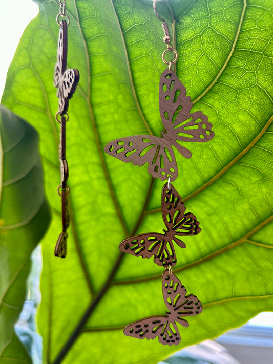 Wooden Butterfly Earrings #2