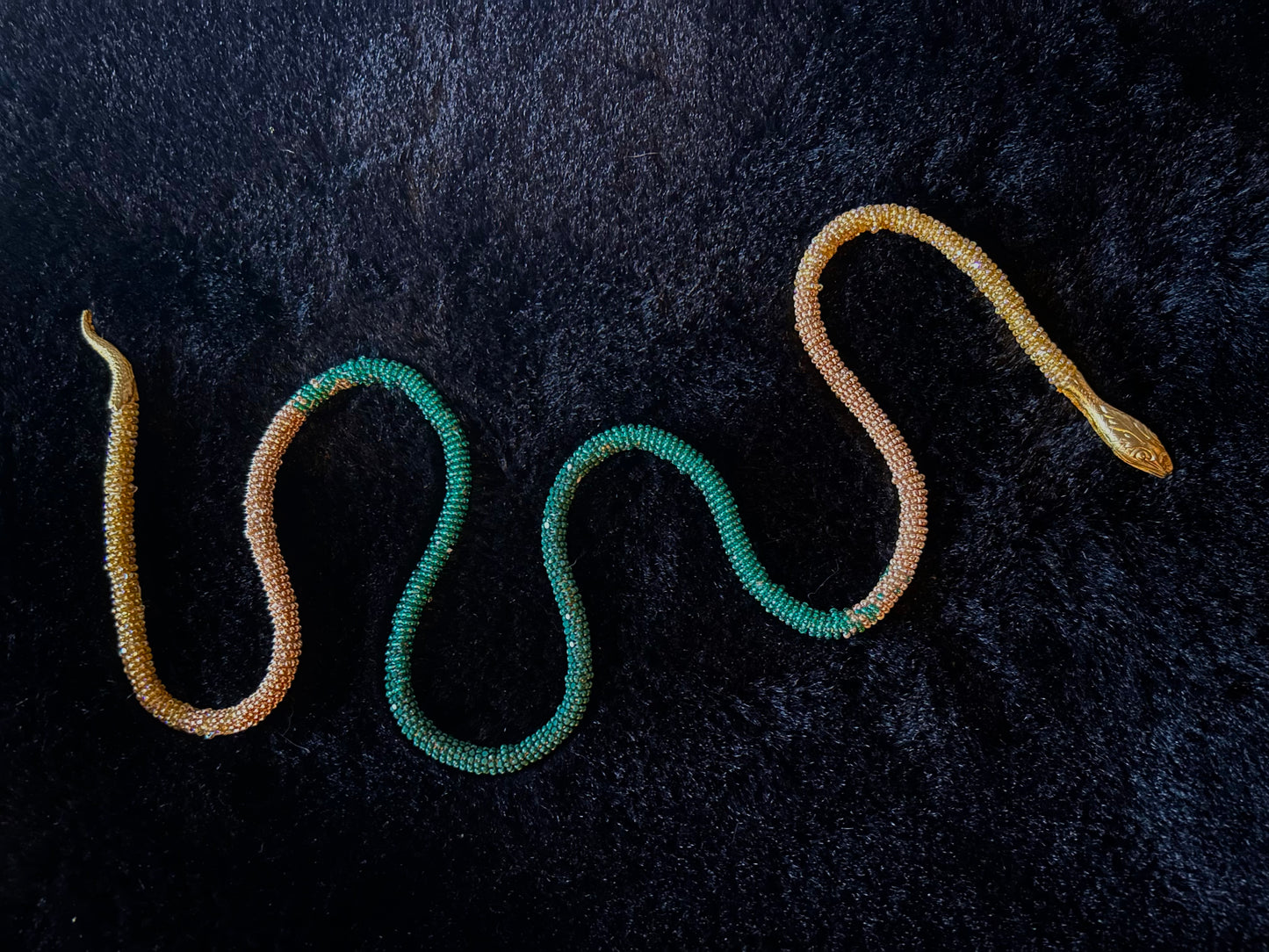 Green and Gold Ombre Snake Necklace