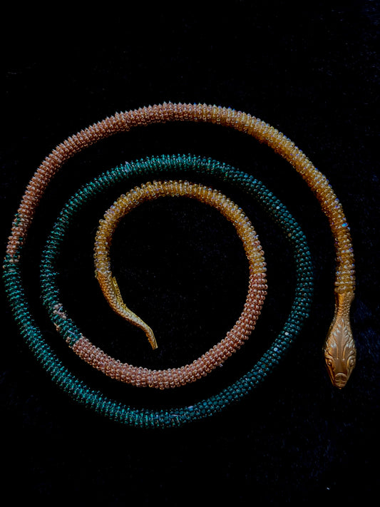 Green and Gold Ombre Snake Necklace
