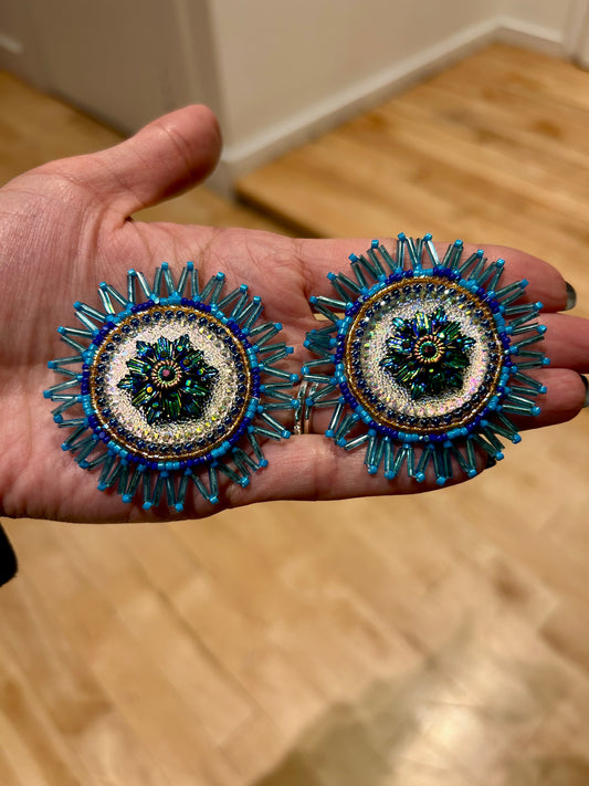 Blue Floral Earrings