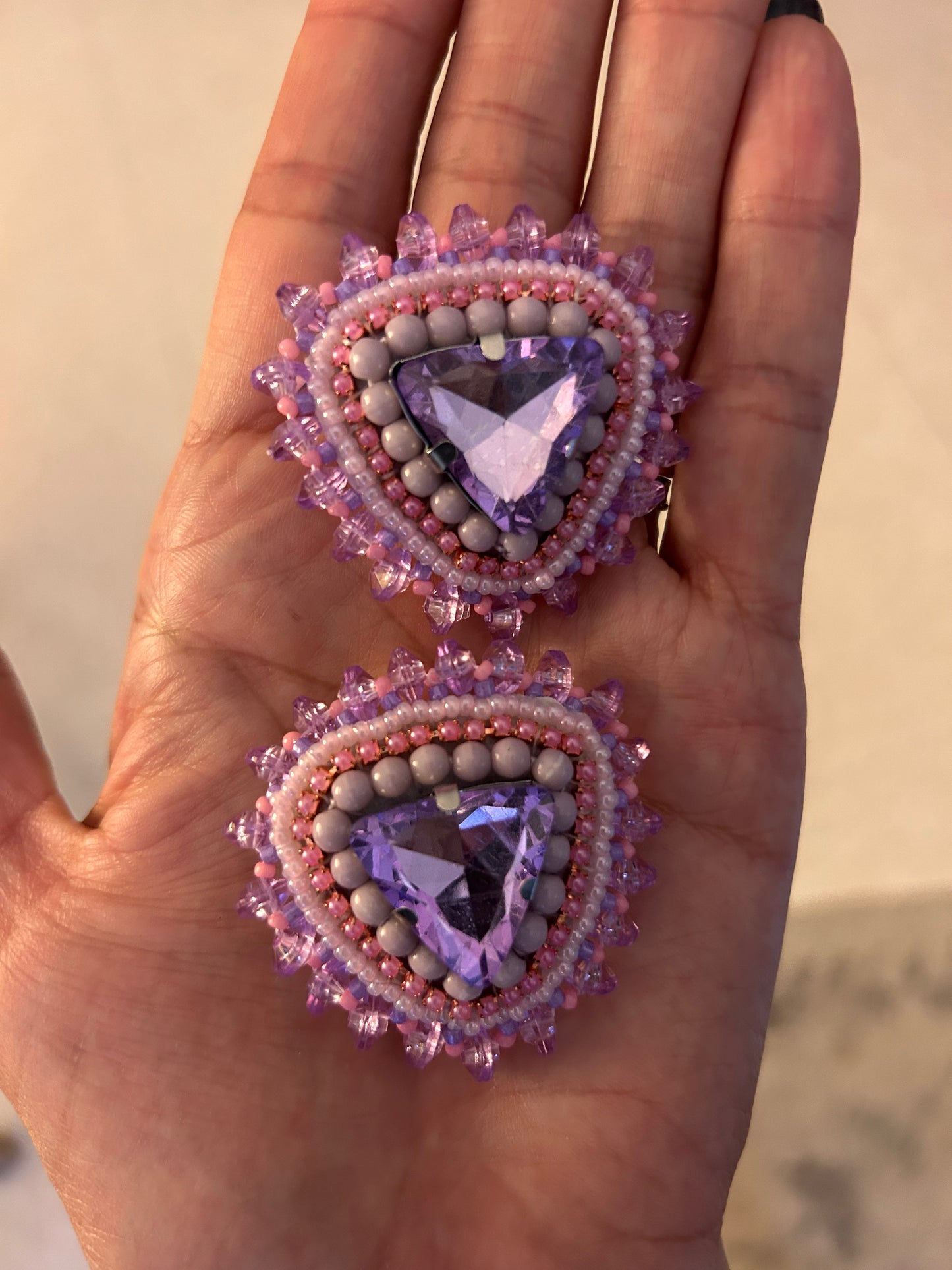 Pink & Purple Rhinestone Earrings