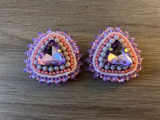 Pink & Purple Rhinestone Earrings