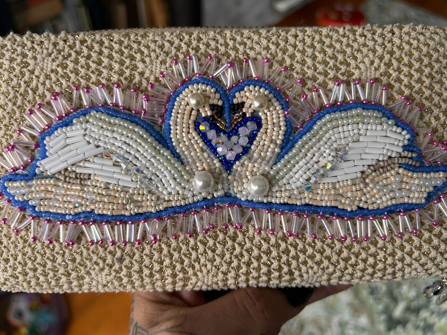 Swan Beaded Clutch