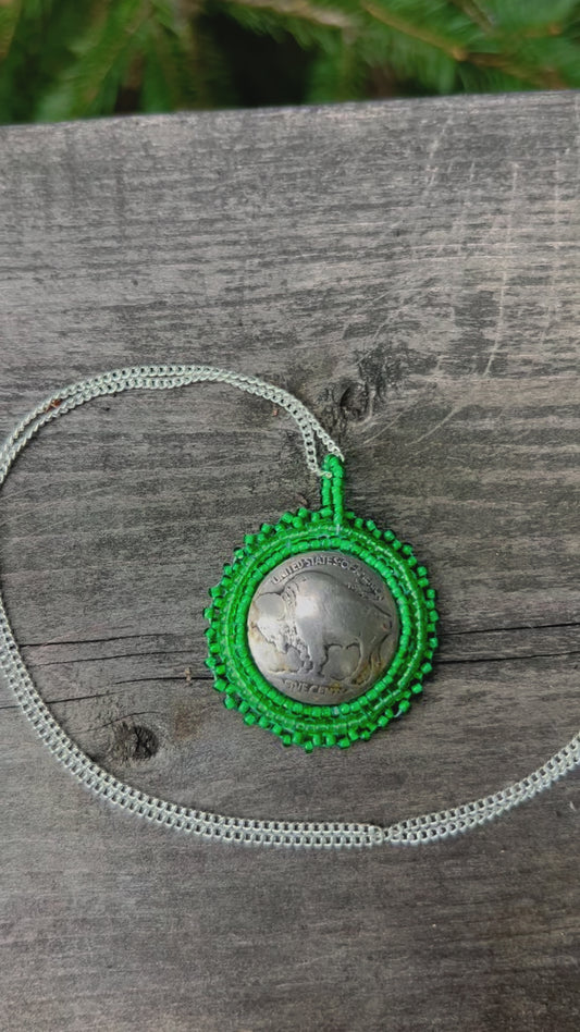 Buffalo Head Nickel Necklace *Green*