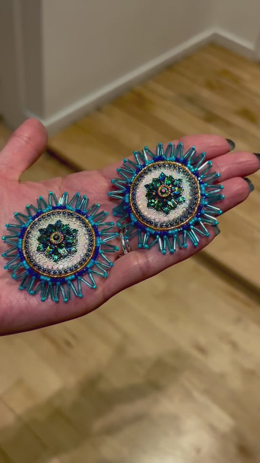 Blue Floral Earrings