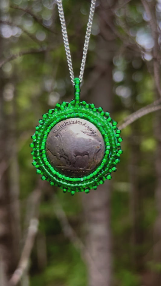 Buffalo Head Nickel Necklace *Green*