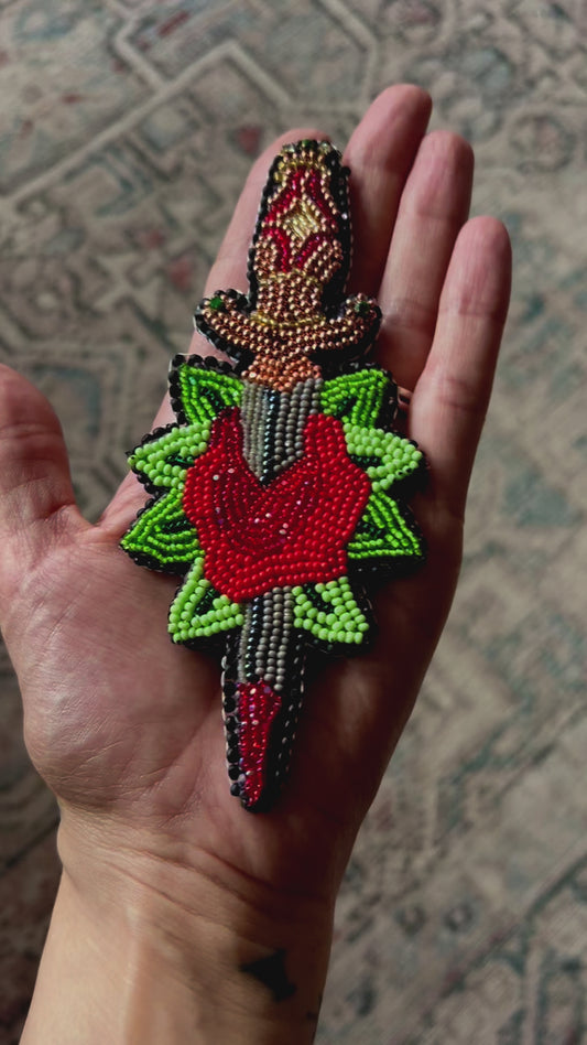 Rose Dagger Patch/Brooch