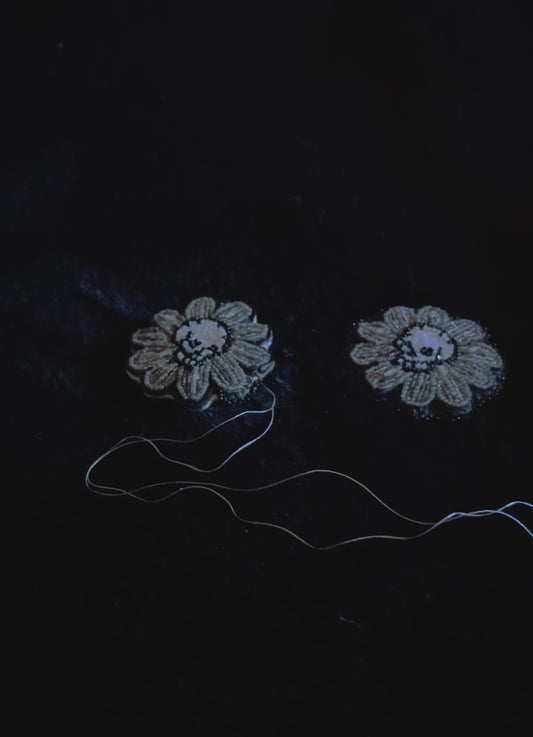 Custom Grey Daisy Skull Earrings