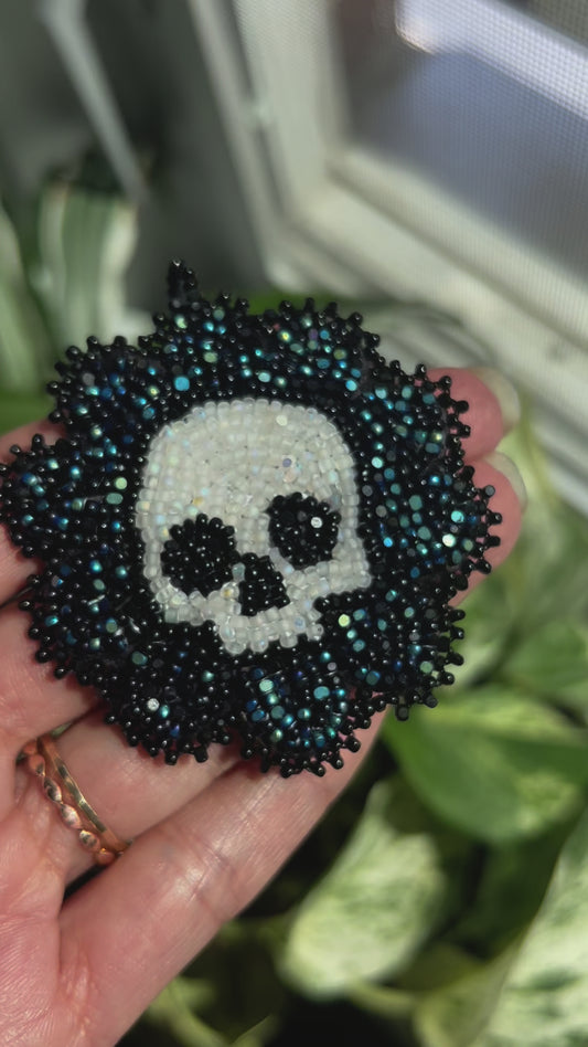 Custom Order: Midnight Daisy Skull Pendant