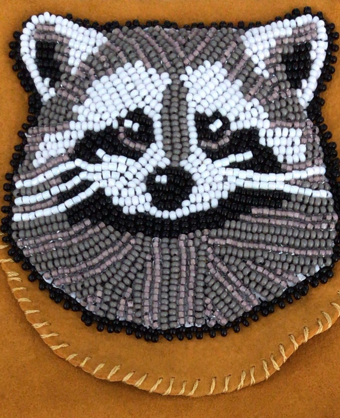 Beaded Raccoon Pouch